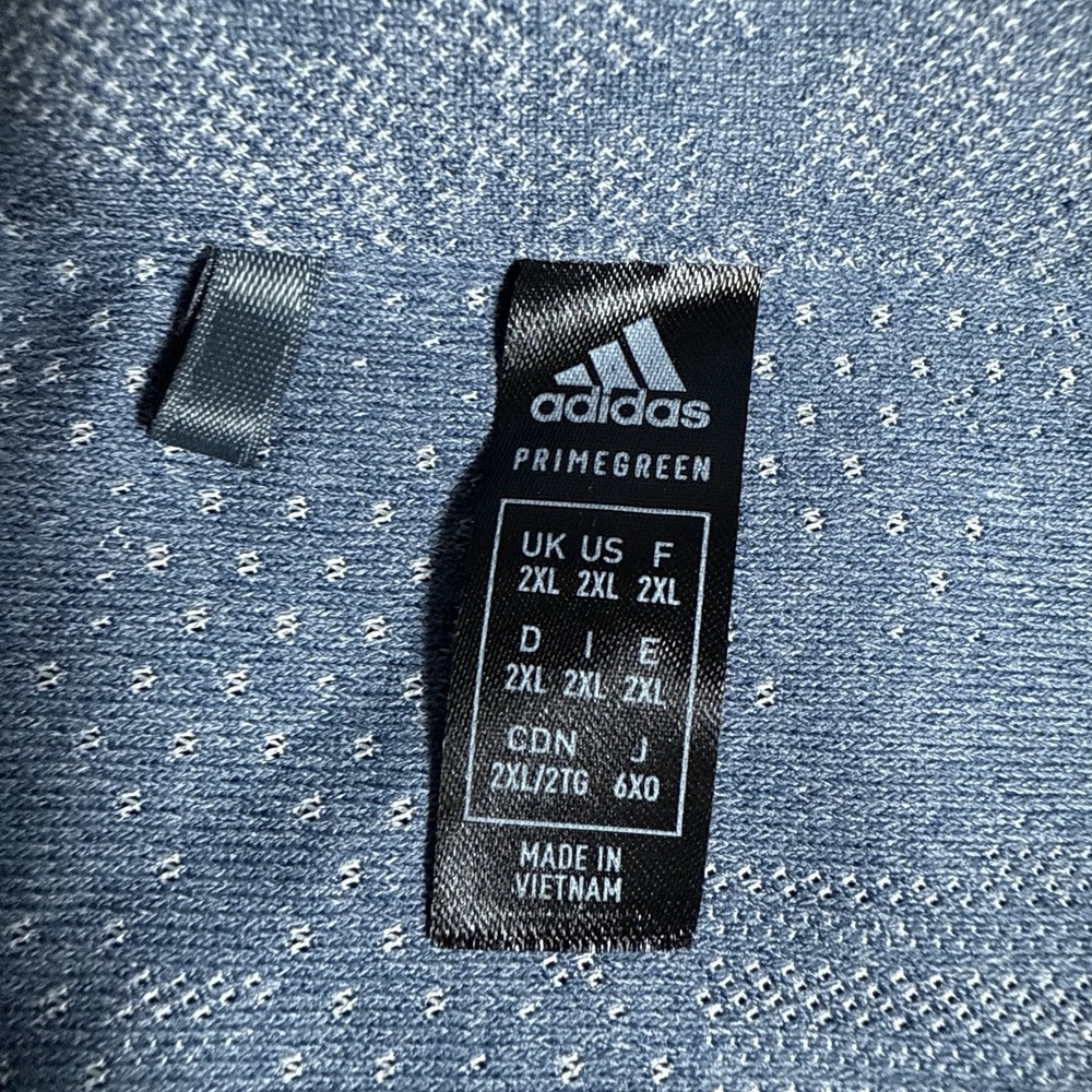 Adidas Polo Shirt Men's 2XL Blue Camo Jacquard Short Sleeve Golf Performance - Picture 3 of 7